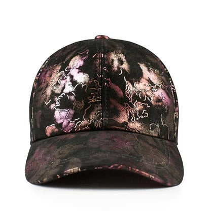 Abstract Print Genuine Leather Baseball Cap