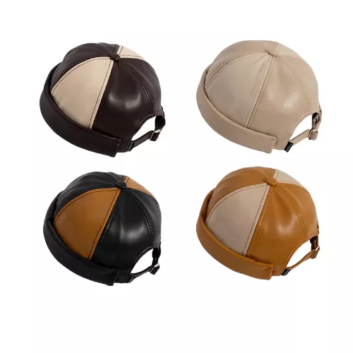 Bicolor Leather Docker Cap