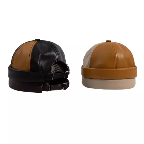 Bicolor Leather Docker Cap