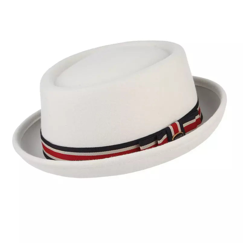 Bourget White Wool Porkpie Hat