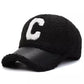 C Letter Winter Furry Baseball Cap