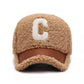 C Letter Winter Furry Baseball Cap