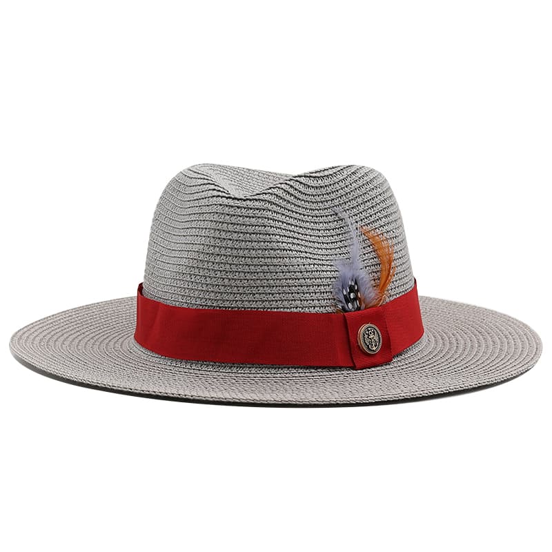 Cannes Feathers Straw Fedora Hat