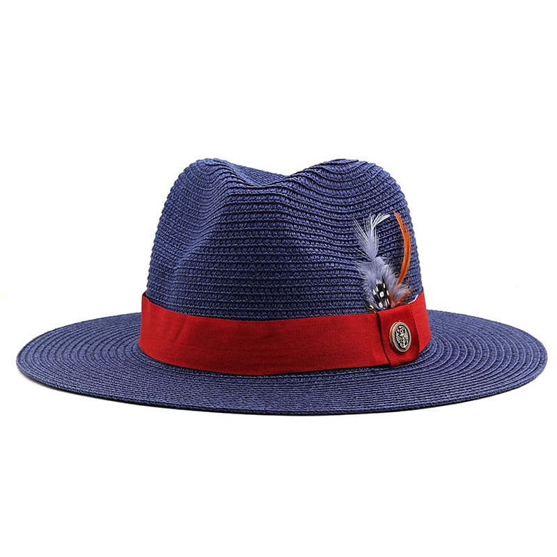 Cannes Feathers Straw Fedora Hat