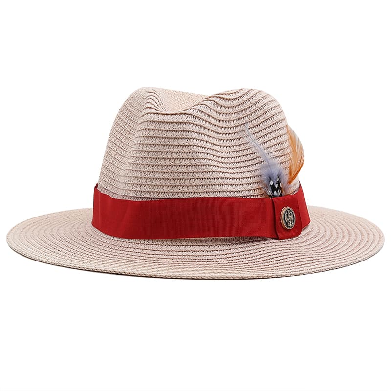 Cannes Feathers Straw Fedora Hat