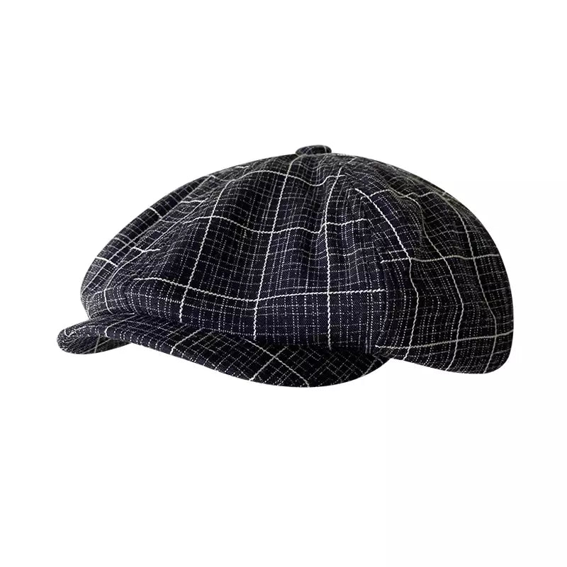  newsie-bakerboy-paperboy-cabbie-hat-linen-cotton-tartan