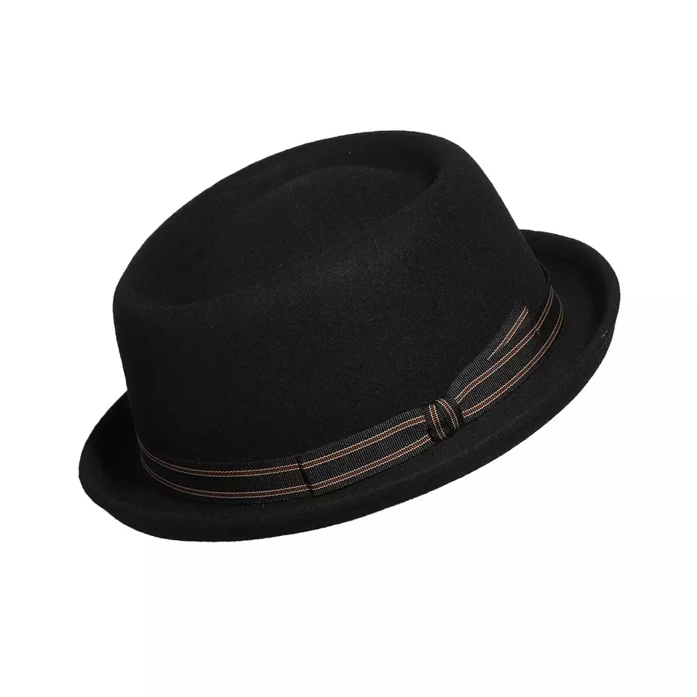 Cassady Black Wool Porkpie Hat