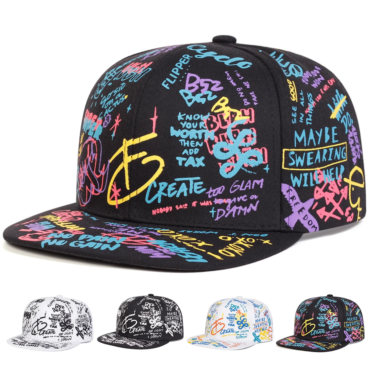 baseball-men-women-colorful-urban-flat-brim-hat
