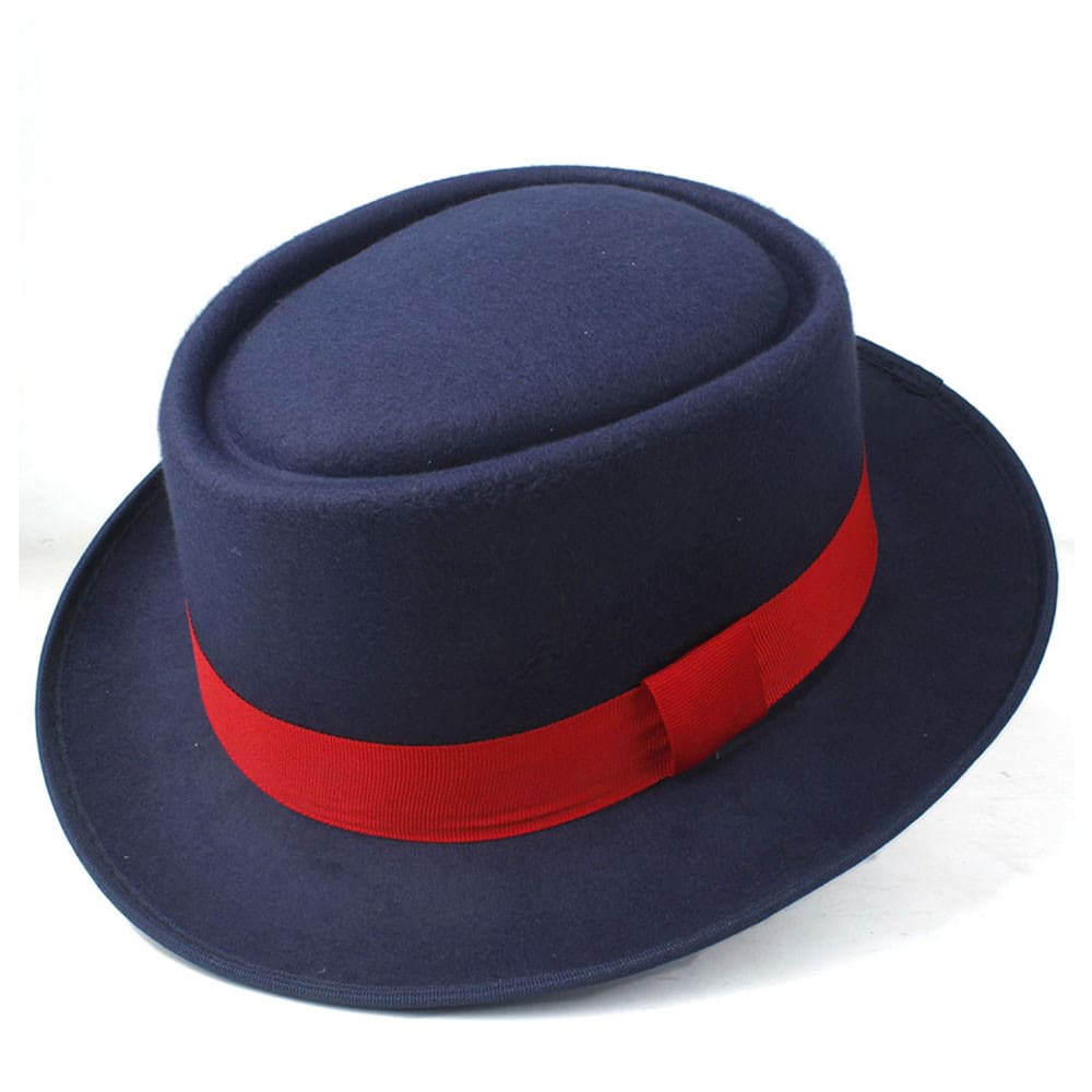 Crowley Red Ribbon Wool Porkpie Hat