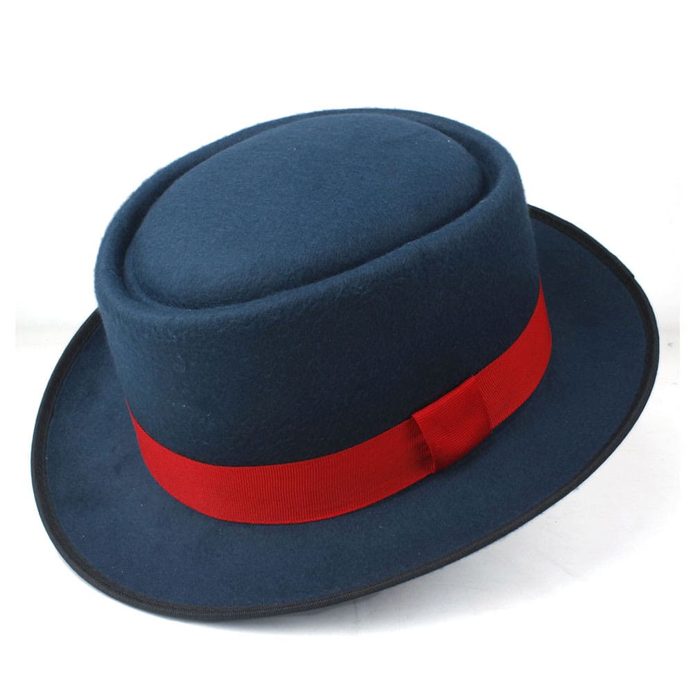 Crowley Red Ribbon Wool Porkpie Hat