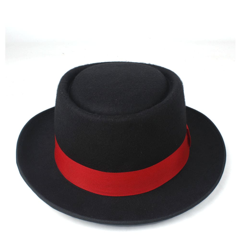 Crowley Red Ribbon Wool Porkpie Hat