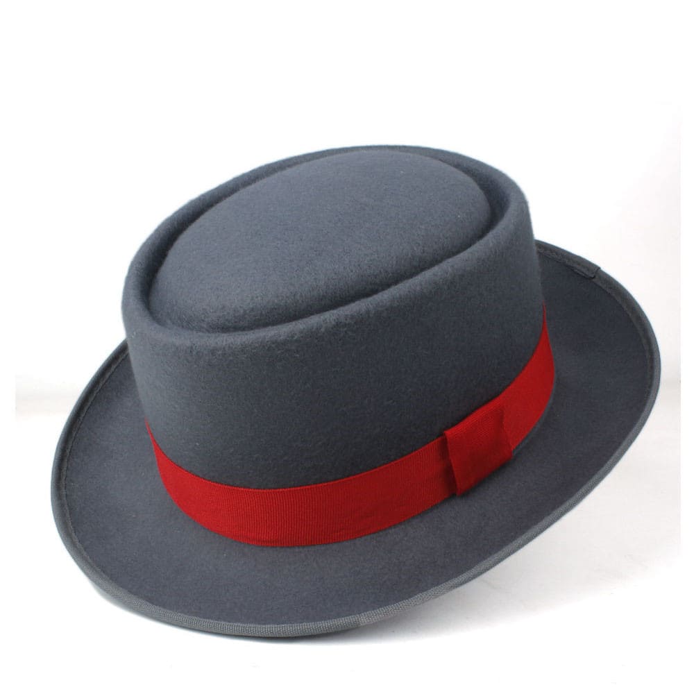 Crowley Red Ribbon Wool Porkpie Hat