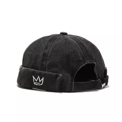 Crown Embroidered Cotton Docker Cap