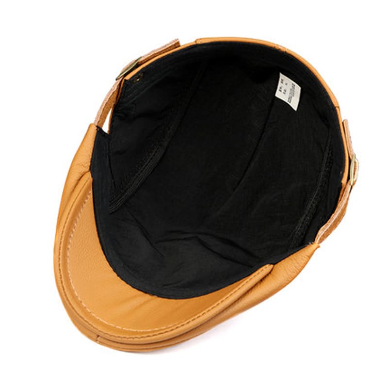 Dallas Camel Genuine Leather Flat Cap