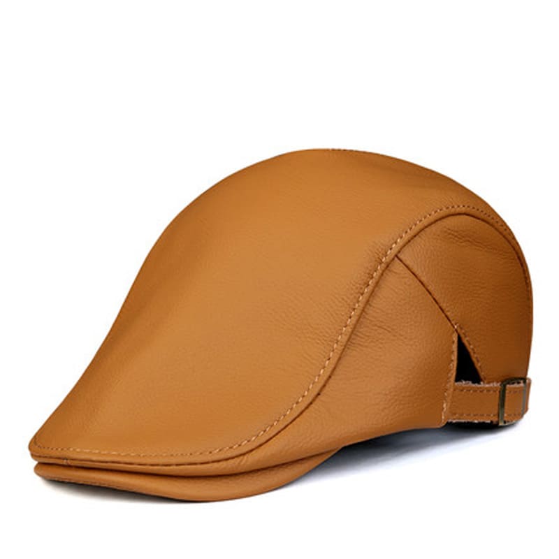 Dallas Camel Genuine Leather Flat Cap