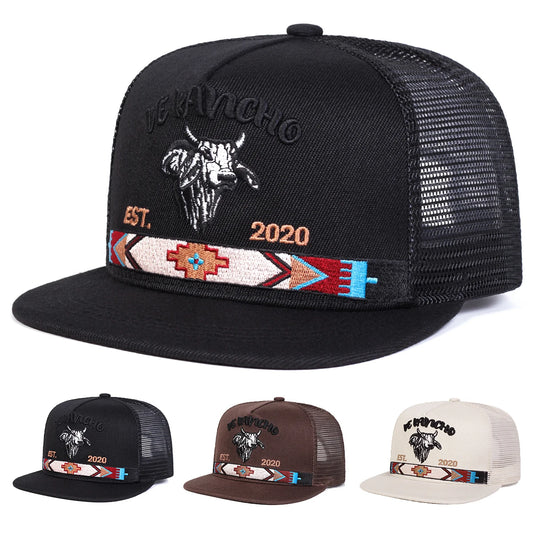 men-women-flat-bill-mesh-western-bullskull-baseball-hat