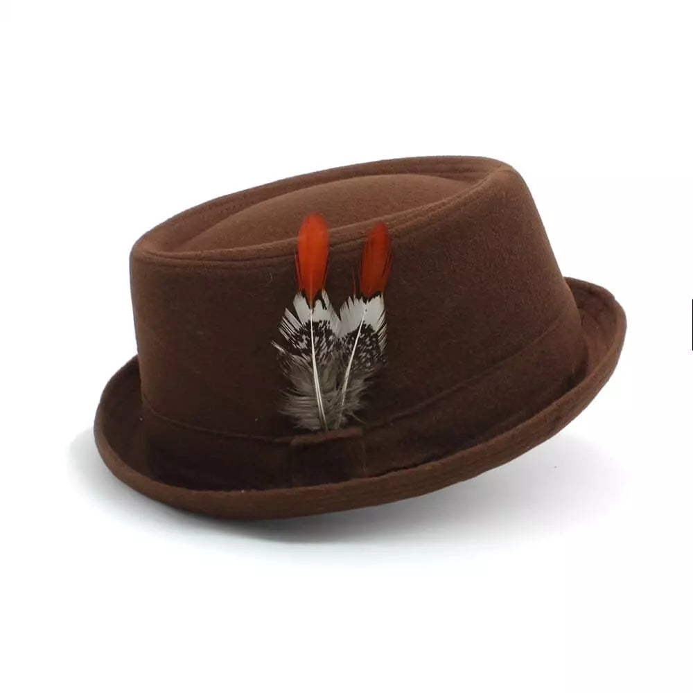 Diderot Feathers Wool Porkpie Hat