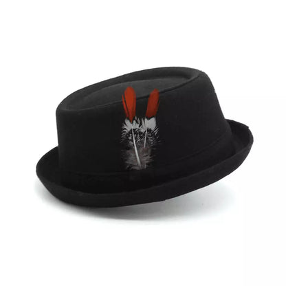 Diderot Feathers Wool Porkpie Hat