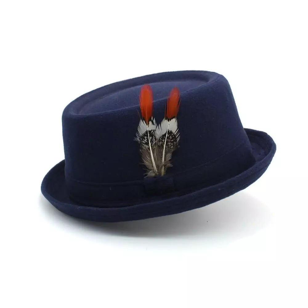 Diderot Feathers Wool Porkpie Hat