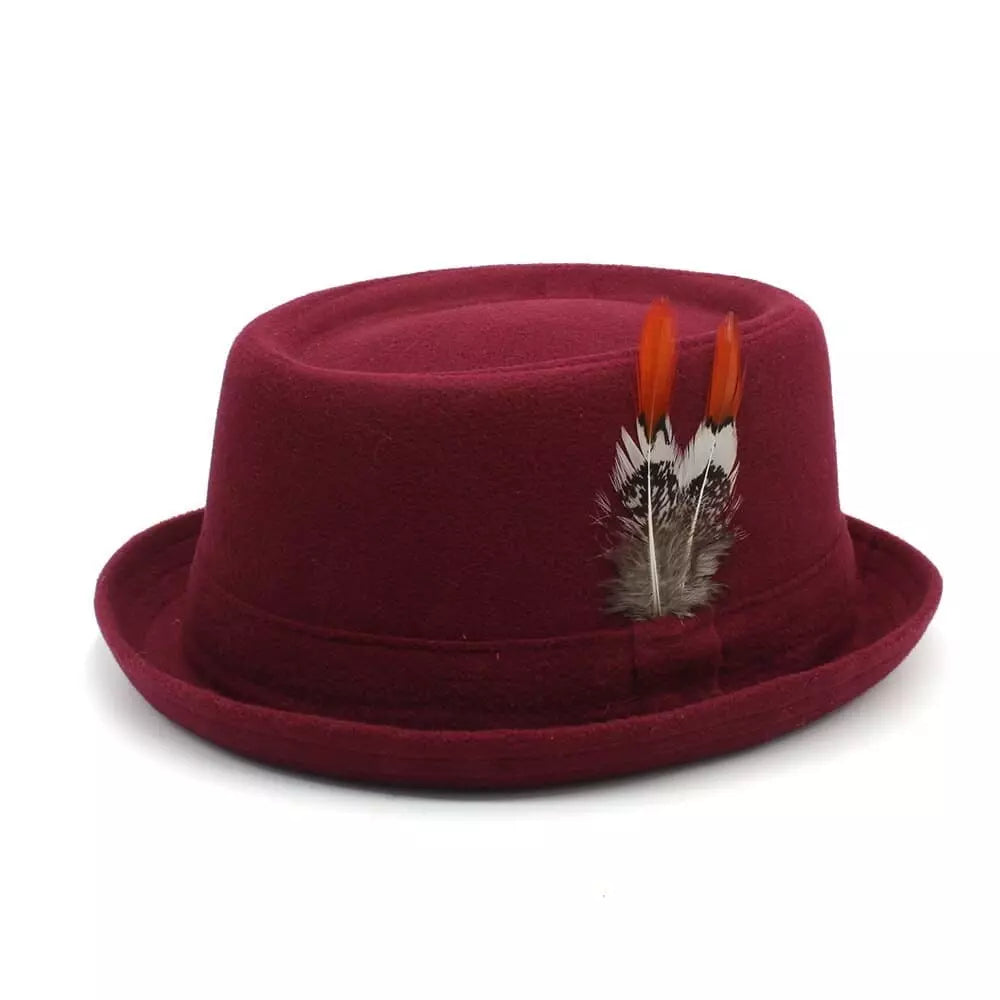 Diderot Feathers Wool Porkpie Hat