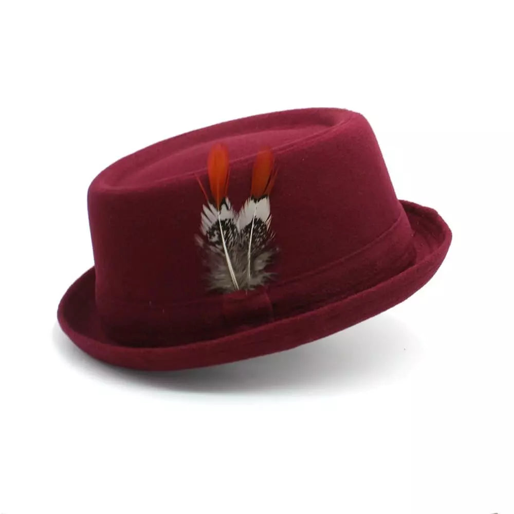 Diderot Feathers Wool Porkpie Hat