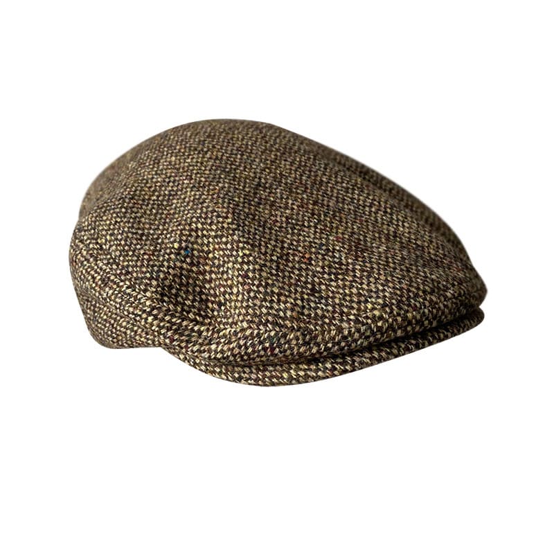 Durham Brown Dots Wool Flat Cap