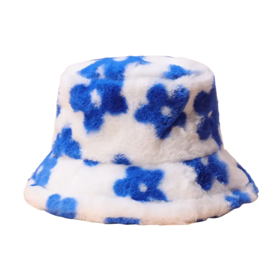 Flowers Winter Fur Bucket Hat