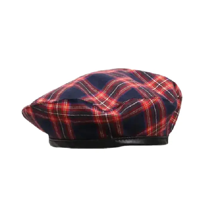 women-classic-adjustable-retro-plaid-french-hat