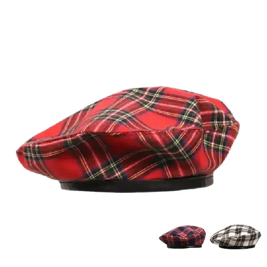 women-classic-adjustable-retro-plaid-french-hat