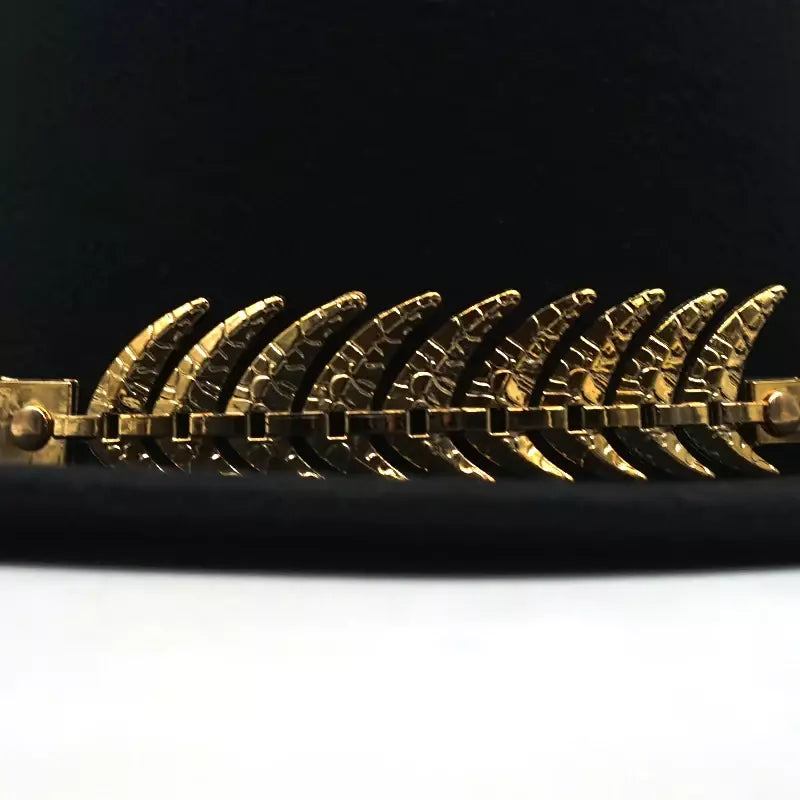 Gold Feather Cotton Porkpie Hat