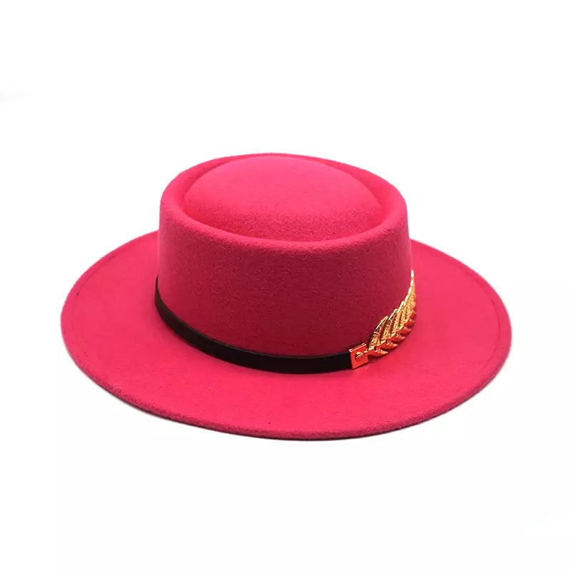 Gold Feather Cotton Porkpie Hat