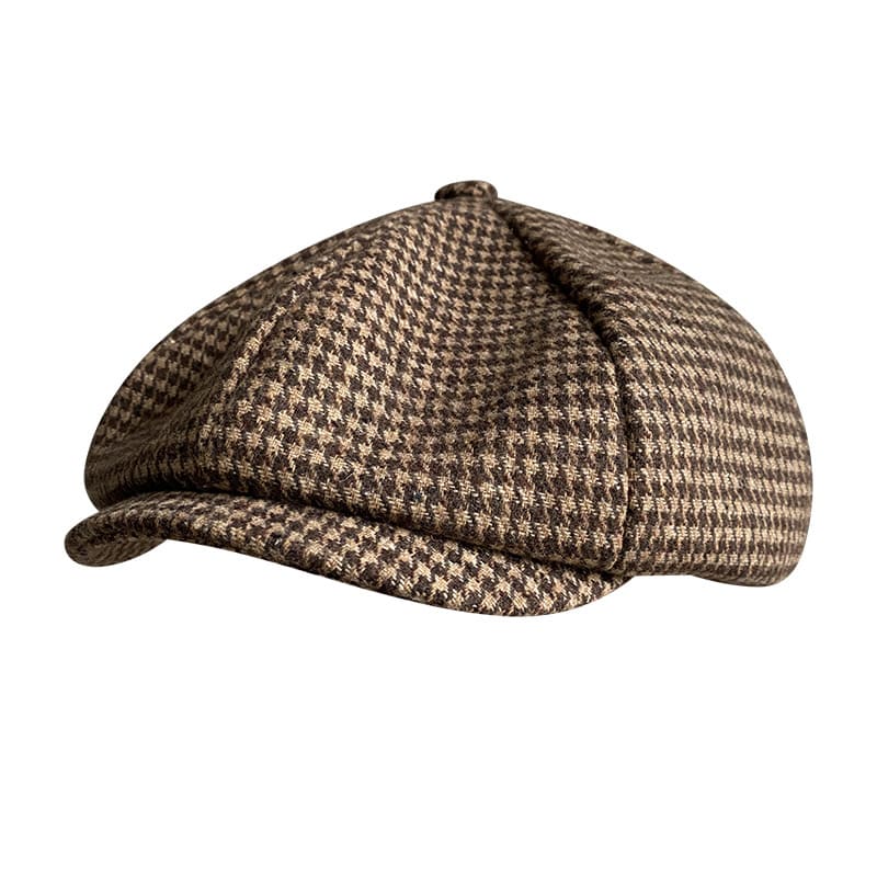 Harris Houndstooth Wool Newsboy Cap