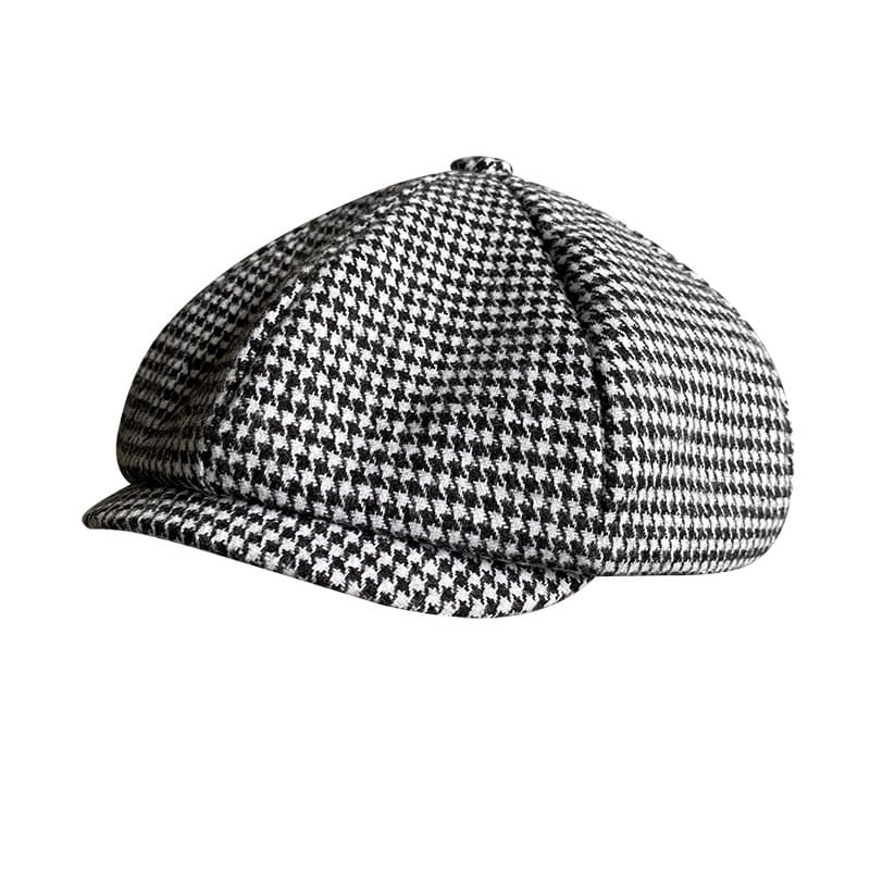 Harris Houndstooth Wool Newsboy Cap