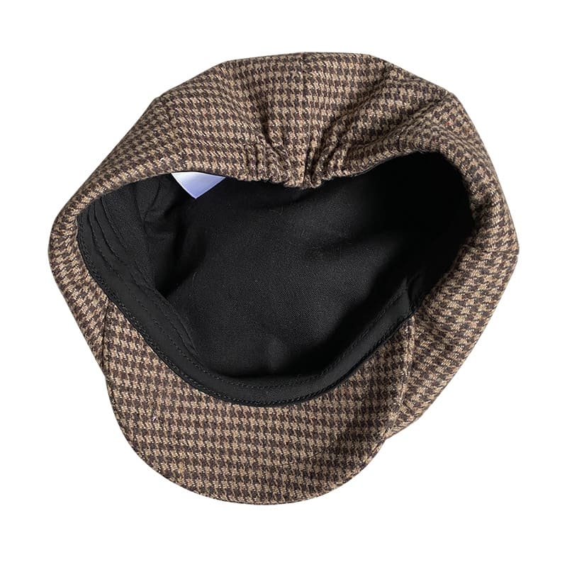 Harris Houndstooth Wool Newsboy Cap