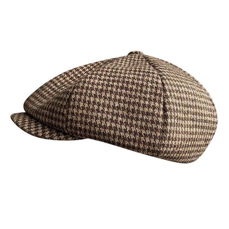 Harris Houndstooth Wool Newsboy Cap