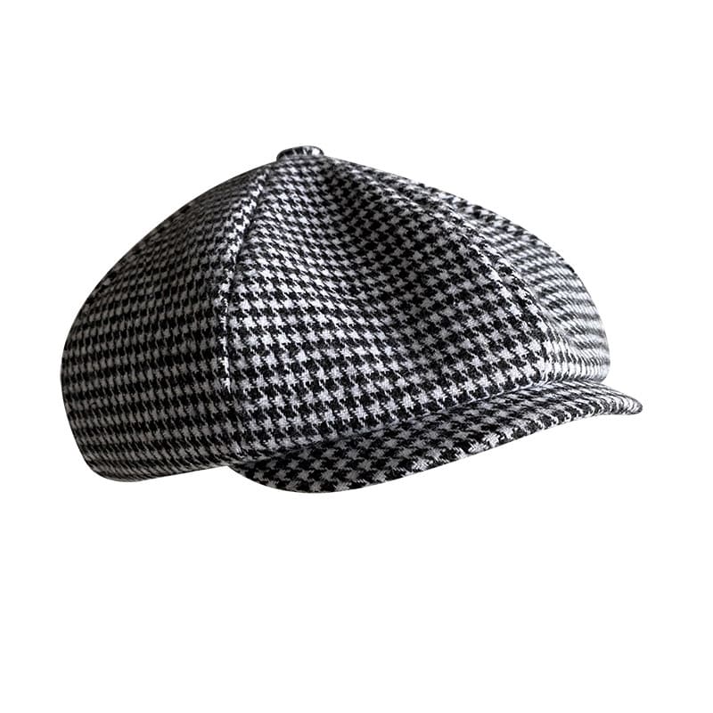 Harris Houndstooth Wool Newsboy Cap