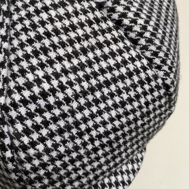 Harris Houndstooth Wool Newsboy Cap