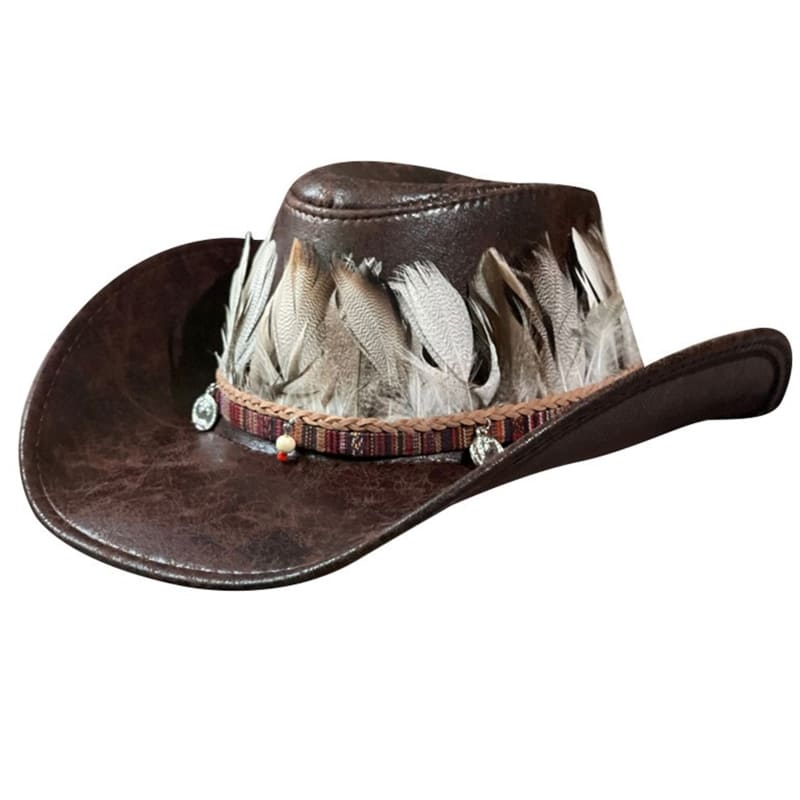 Hays Feathers Leather Cowboy Hat