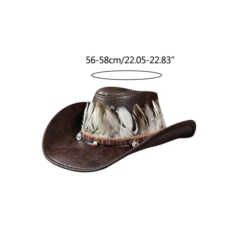 Hays Feathers Leather Cowboy Hat