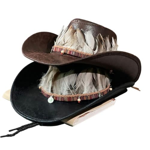 Hays Feathers Leather Cowboy Hat