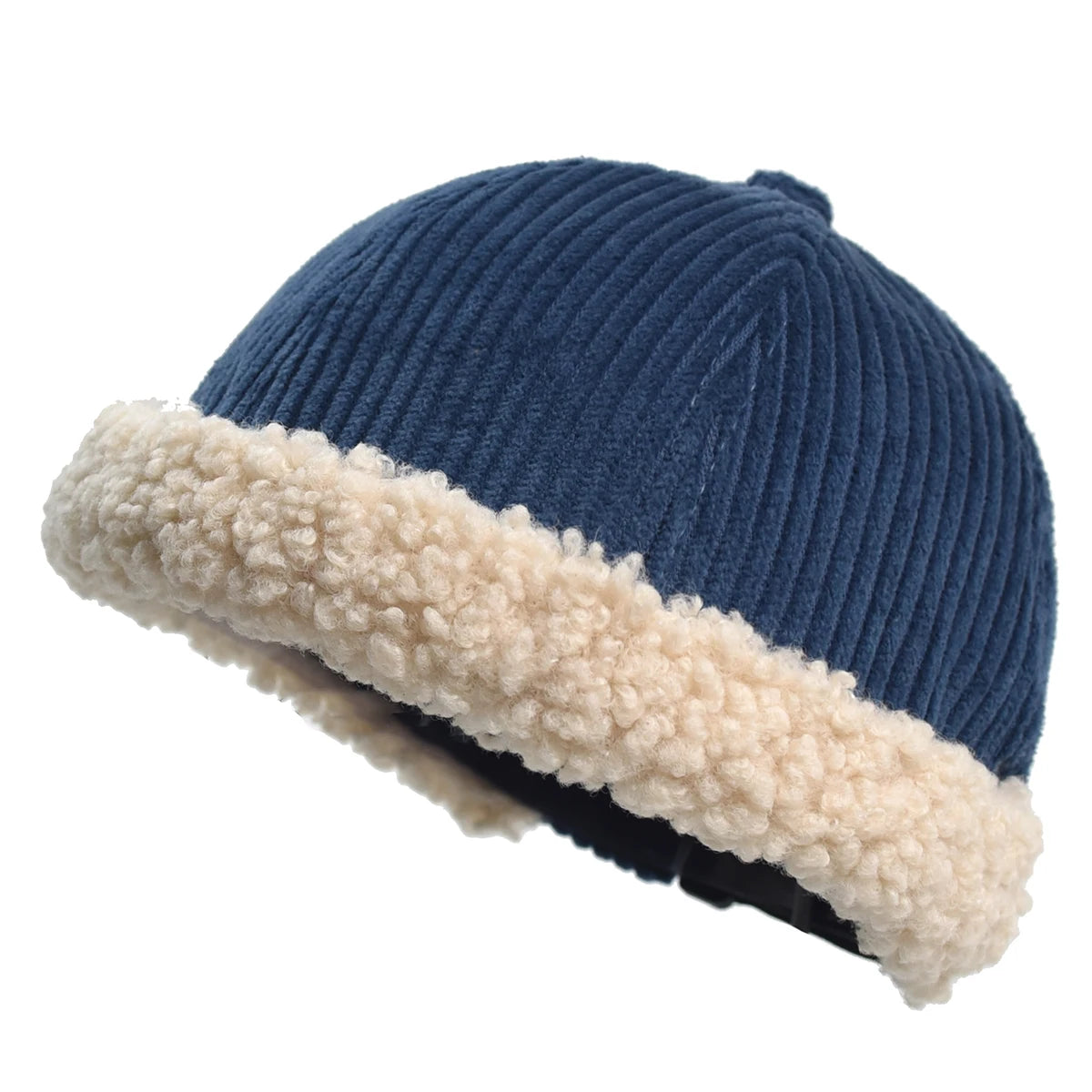 Warm-Furry-Winter-Street-Men-Women-Striped-Vintage-Retro-Brimless-Hat