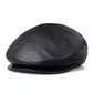 Hudson Black Genuine Leather Flat Cap