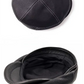 Hudson Black Genuine Leather Flat Cap