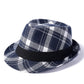 Suit-Cotton-Women-Men-Autumn-Fall-Square-Plaid-Jazz-Fedora-Hat