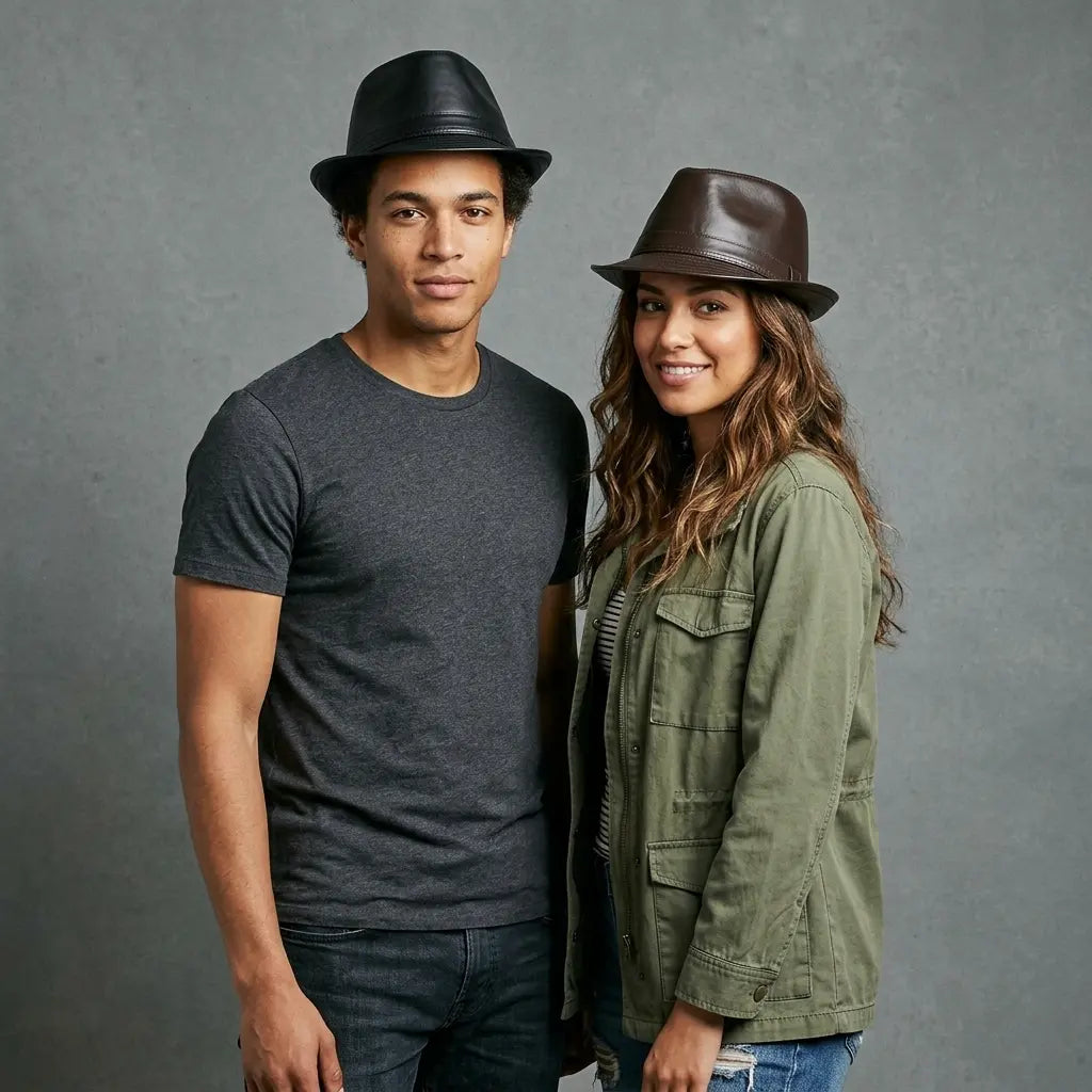Ghelter-vegan-leather-jazz-fedora-hat-belt