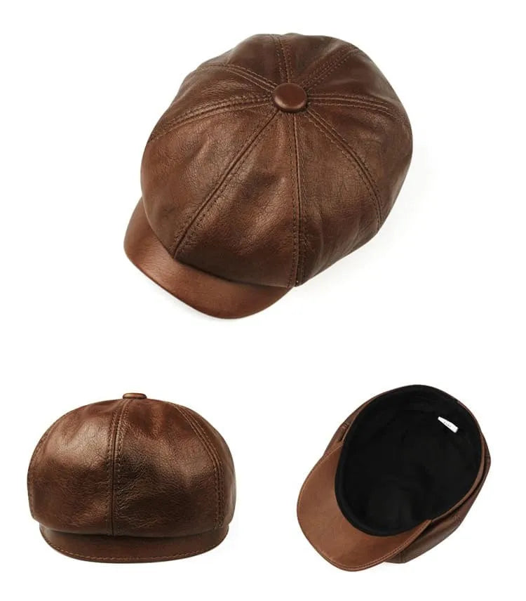 newsie-bakerboy-paperboy-cabbie-hat-pure-authentic-leather