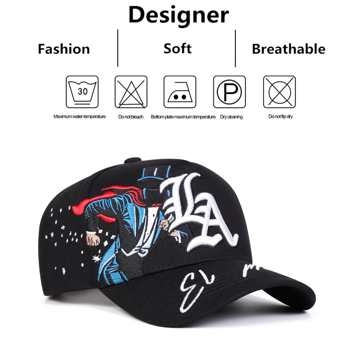 LA Magician Adjustable Black Baseball Cap