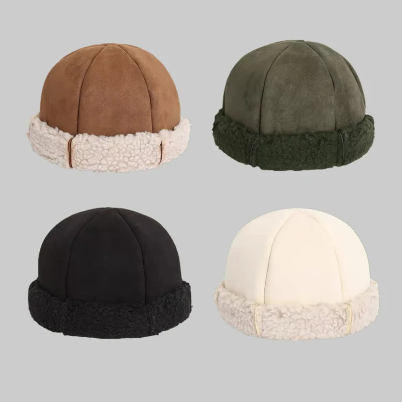 Winter-Men-Women-Cotton-Wool-Vintage-Snow-Brimless-Hat