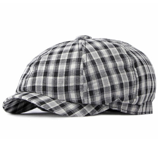 Lewis Plaid Cotton Newsboy Cap