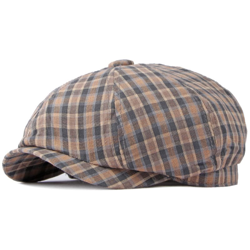 Lewis Plaid Cotton Newsboy Cap